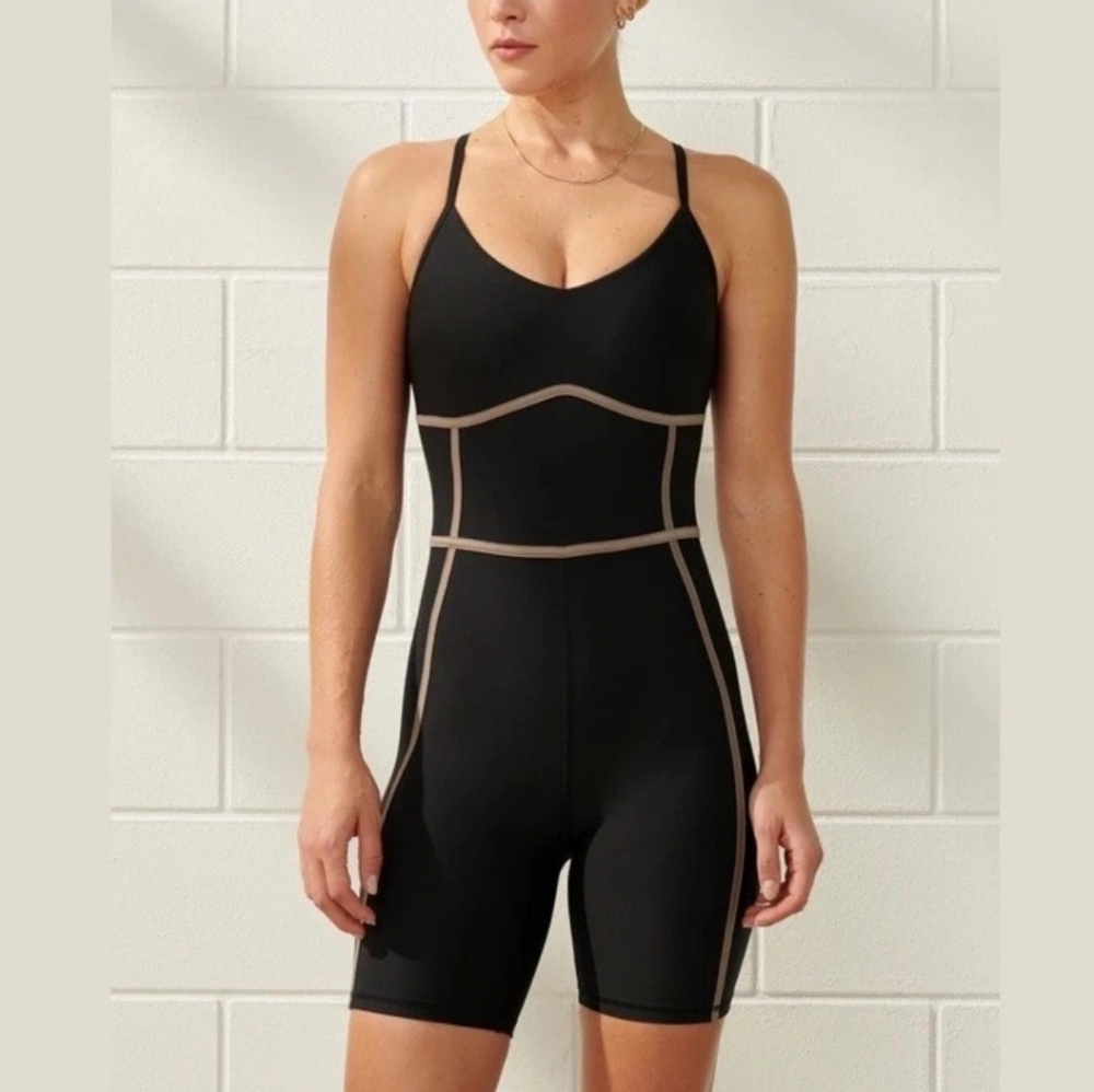 Abercrombie & Fitch YPB Women's One-Piece Black SculptLUX Bodysuit Size L